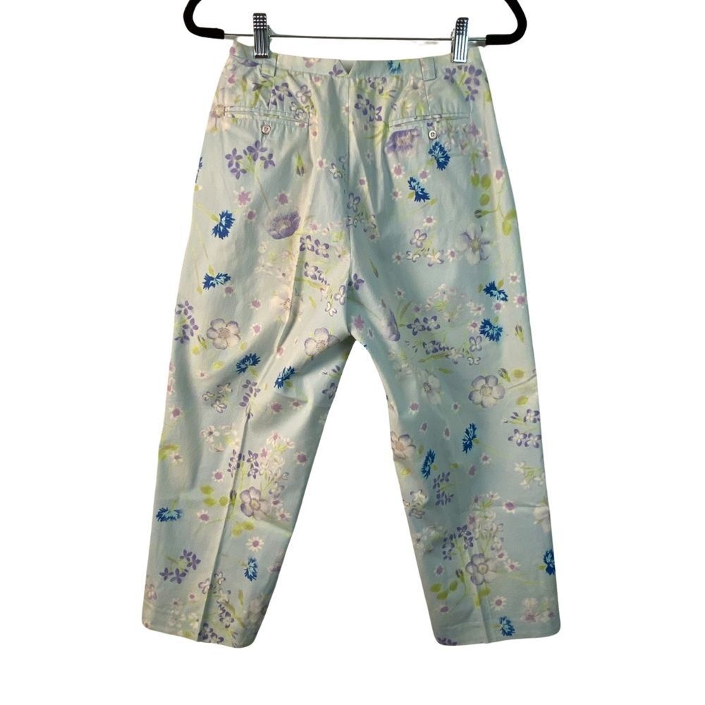 Vintage Guy Rover Womens Spring Summer‎ Light Blue Floral Pastel Capri Pants S